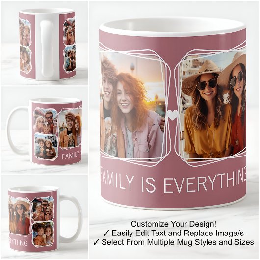 Moderne Herinnering 6 Foto Collage Sjabloon Roze C Koffiemok