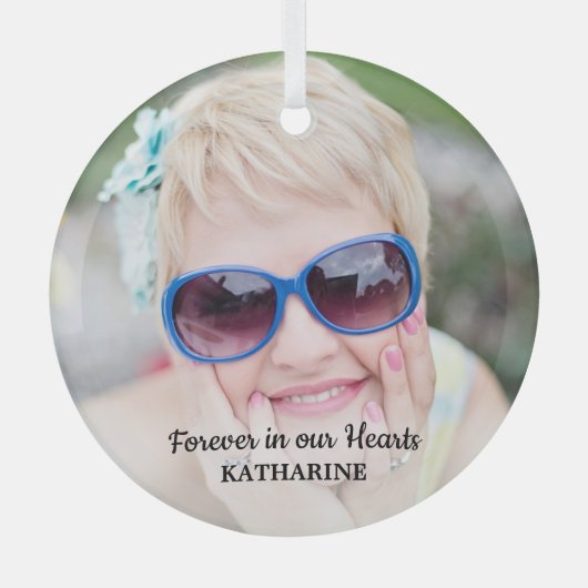 Moderne herinnering Eenvoudige herinnering Foto Gl Glas Ornament (Voorkant)