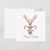 Moderne Herten & Candy Canes Kerst Kaart (Voorkant / Achterkant)