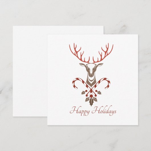 Moderne Herten & Candy Canes Kerst Kaart (Voorkant / Achterkant)