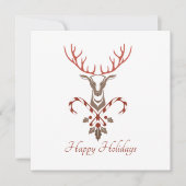 Moderne Herten & Candy Canes Kerst Kaart (Voorkant)