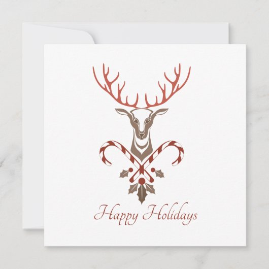 Moderne Herten & Candy Canes Kerst Kaart (Voorkant)