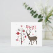 moderne  herten en sneeuwvlokken briefkaart (Staand voorkant)