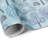 Moderne Hertenbos Blauwe en Paarse vakantie Cadeaupapier (Rol Hoek)