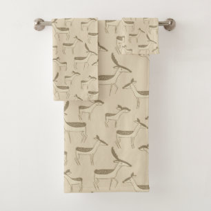Moderne hertenillustratie Beige patroon badhanddoe Bad Handdoek