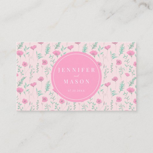 Moderne hete roze bloemenbruiloft RSVP QR-codekaar Informatiekaartje (Achterkant)