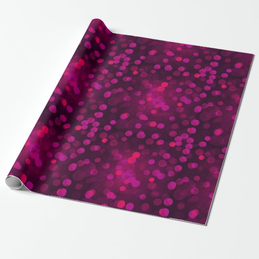 Moderne hete roze bokeh kerstverlichting abstract cadeaupapier (Uitgerold)