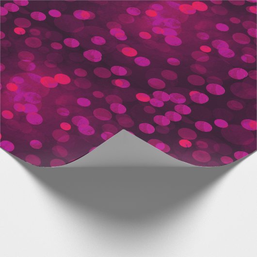 Moderne hete roze bokeh kerstverlichting abstract cadeaupapier (Hoek)