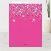 Moderne Hete Roze Drips Glitter Gelukkige Verjaard Kaart (Achterkant)