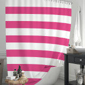 Moderne Hete Roze en Witte Brede Strepen Douchegordijn
