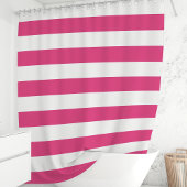 Moderne Hete Roze en Witte Brede Strepen Douchegordijn