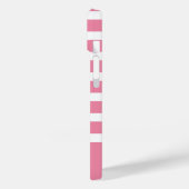 Moderne Hete Roze en Witte Streep met Monogram Case-Mate iPhone Case (Achterkant / Links)