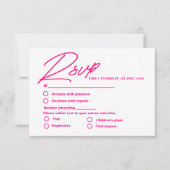 Moderne hete roze kleurrijke trendy bruiloft RSVP kaartje (Voorkant)