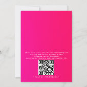 Moderne hete roze oranje waterverf QR-code bruilof Kaart (Achterkant)
