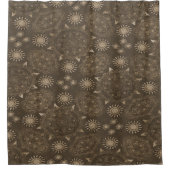 Moderne hexa sepia gouden ursidae mandala kunst douchegordijn (Voorkant)