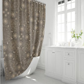 Moderne hexa sepia gouden ursidae mandala kunst douchegordijn