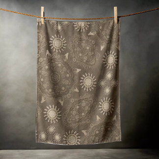 Moderne hexa sepia gouden ursidae mandala kunst strandlaken