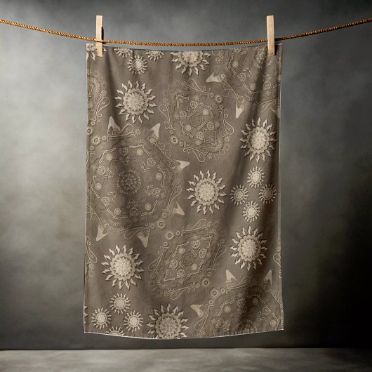 Moderne hexa sepia gouden ursidae mandala kunst strandlaken