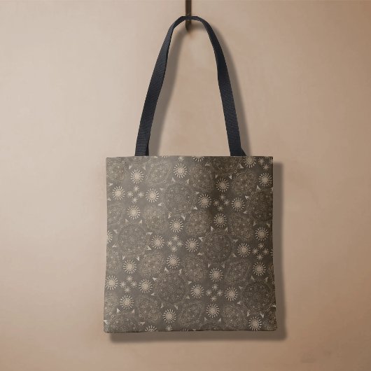 Moderne hexa Sepia Gouden ursidae mandala kunst Tote Bag