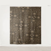 Moderne hexa sepia gouden ursidae mandala kunst wandkleed (Voorkant)