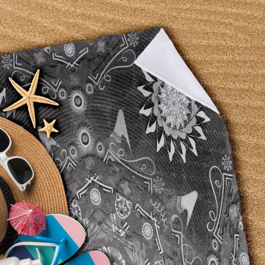 Moderne hexa zwarte ursidae mandala kunst strandlaken