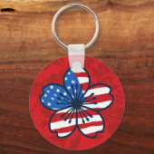 Moderne Hibiscus American Flag Patriotic Sleutelha Sleutelhanger (Voorkant)