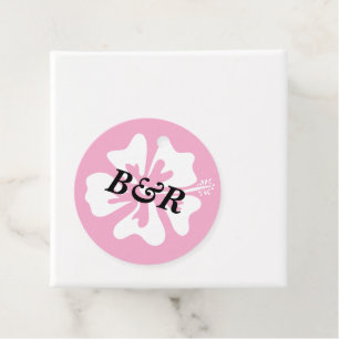 Moderne Hibiscus bloem logo gepersonaliseerde brui Bedankjes Labels