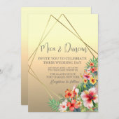 Moderne Hibiscus bruiloft Kaart (Voorkant / Achterkant)