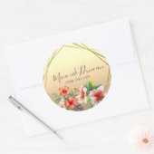 Moderne Hibiscus bruiloft Ronde Sticker (Envelop)