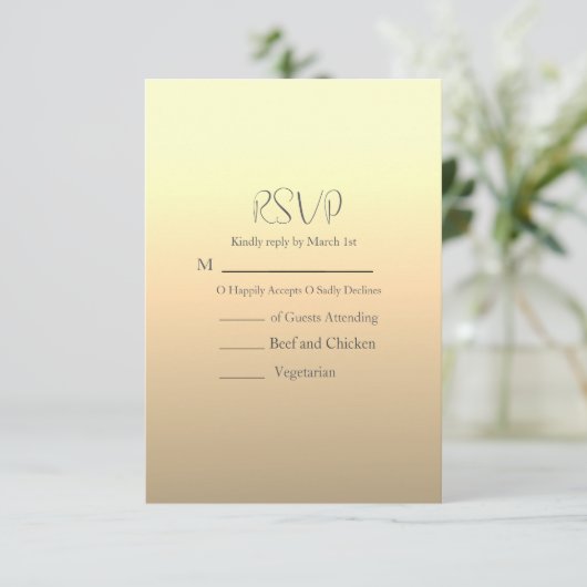 Moderne Hibiscus bruiloft RSVP Kaartje (Staand voorkant)