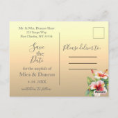 Moderne Hibiscus bruiloft Save the Date Briefkaart (Achterkant)