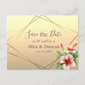 Moderne Hibiscus bruiloft Save the Date Briefkaart (Voorkant)