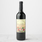 Moderne Hibiscus bruiloft Wijn Etiket (Voorkant)