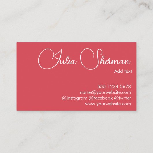 Moderne Hibiscus Red Feminine Minimalist Simple Visitekaartje (Achterkant)