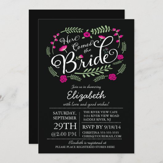 Moderne hier komt de bloem van de bride Fuchsia Kaart (Voorkant / Achterkant)