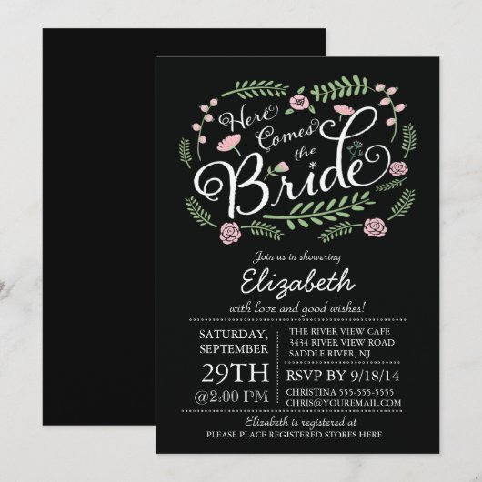 Moderne hier komt de bruine roze Floral Kaart (Voorkant / Achterkant)