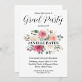 Moderne High School Bloemen Afstuderen Uitnodiging (Voorkant / Achterkant)