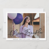 Moderne High School Text Foto Graduparty Kaart (Voorkant)