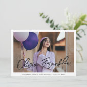 Moderne High School Text Foto Graduparty Kaart (Staand voorkant)
