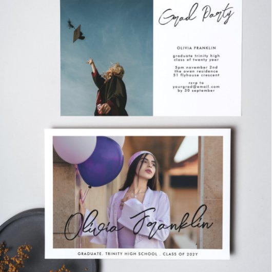 Moderne High School Text Foto Graduparty Kaart