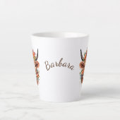 Moderne Highland Koe met Boho Flower Design Latte Mok (Voorkant)