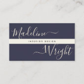 Moderne Highlight | Script Navy Ivoor Luxe Visitekaartje (Voorkant)