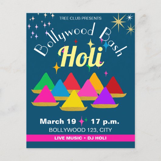  moderne Hindu Holi-festival kleuren Flyer (Voorkant)