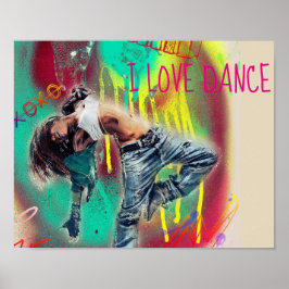Moderne hiphop danseres tienerkamer poster