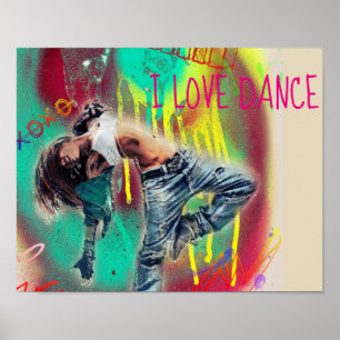 Moderne hiphop danseres tienerkamer poster