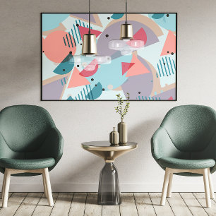 Moderne Hippe Abstracte Geometrische 50s Kunstpatr Poster