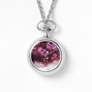 Moderne hippe chique paarse amethist mineraalpatro horloge