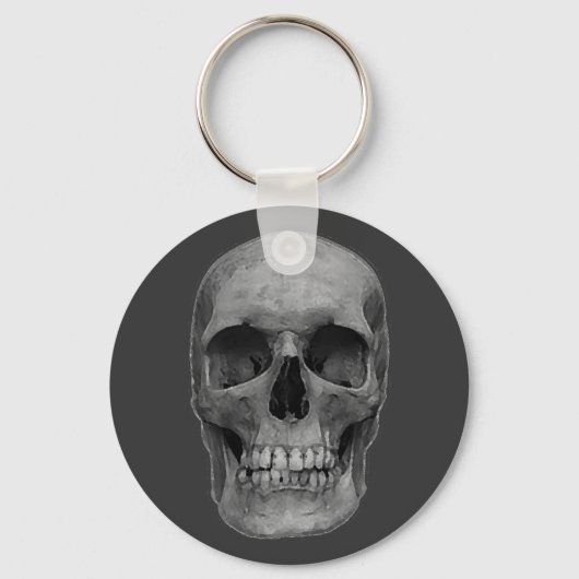 Moderne hippe Greyscale Skull Sleutelhanger (Voorkant)
