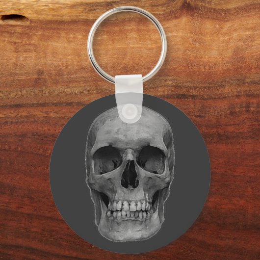 Moderne hippe Greyscale Skull Sleutelhanger (Voorkant)