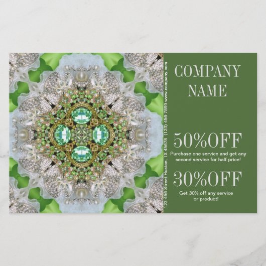 moderne hippe groene diamant glinstert mode meisje flyer (Voorkant)
